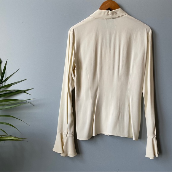 Vintage Y2K Neutral Wide Collar Tailored Shirt - Picture 3 of 9